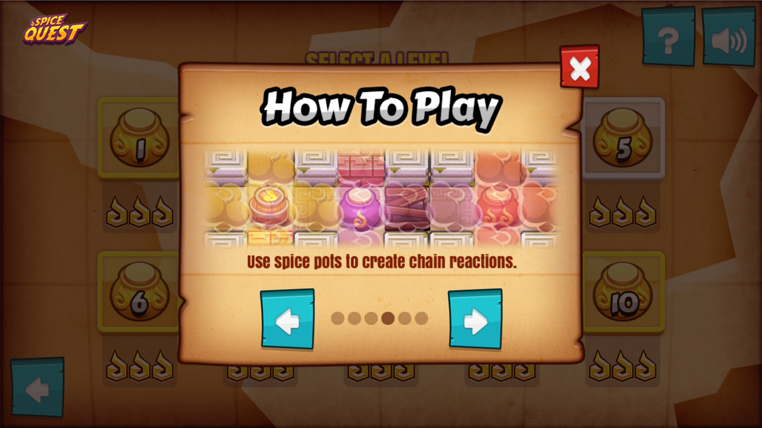 Spice Quest Game Chain Reactions Screenshot.