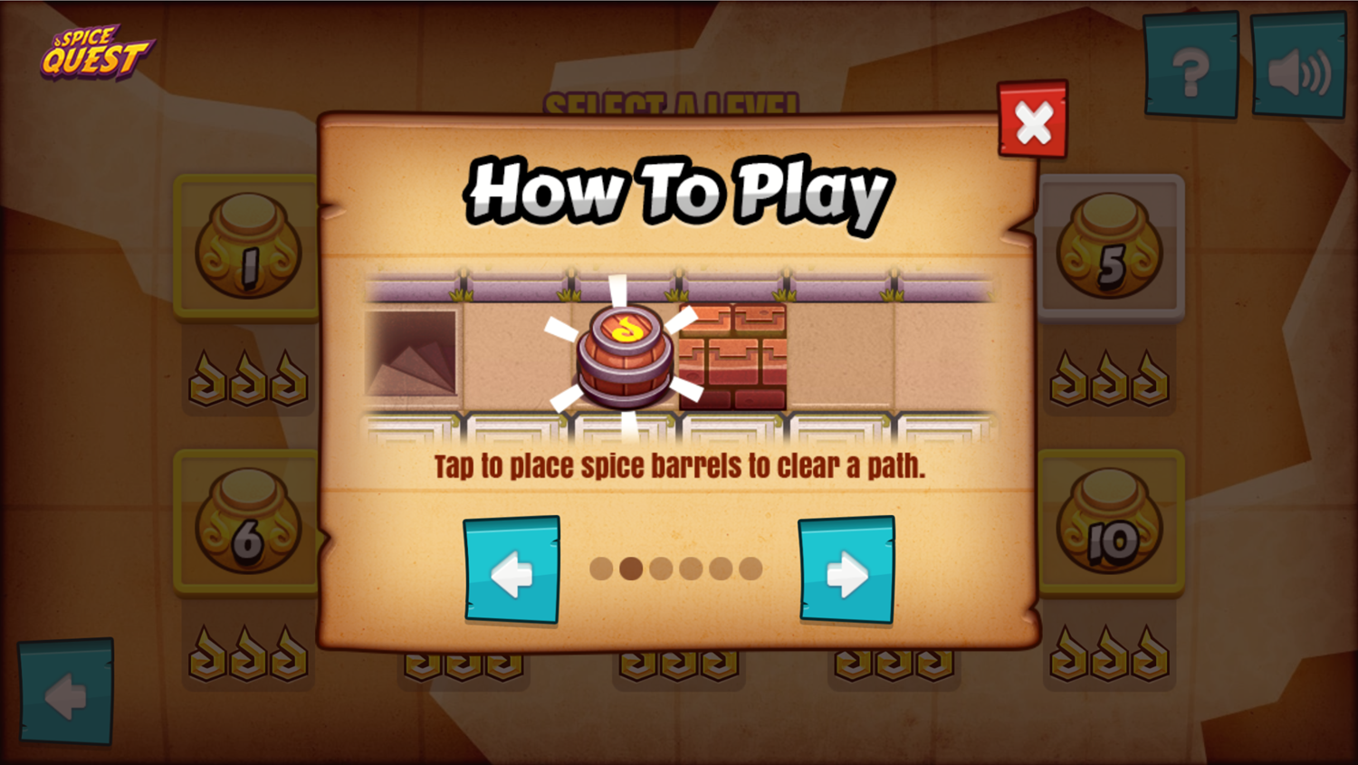 Spice Quest Game How to Play Screenshot.