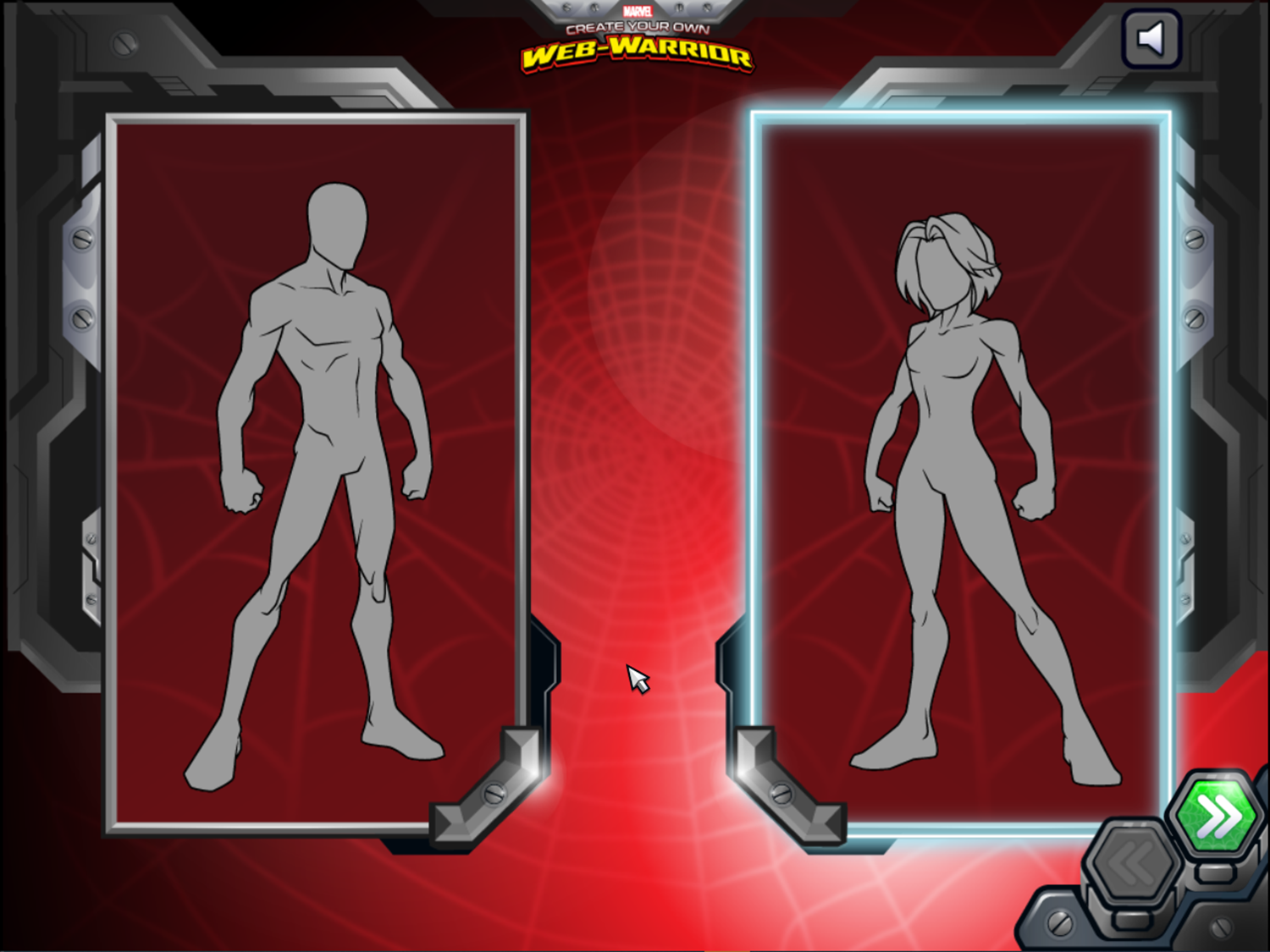 Spider-Man Create Your Own Web-Warrior Game Gender Select Screenshot.