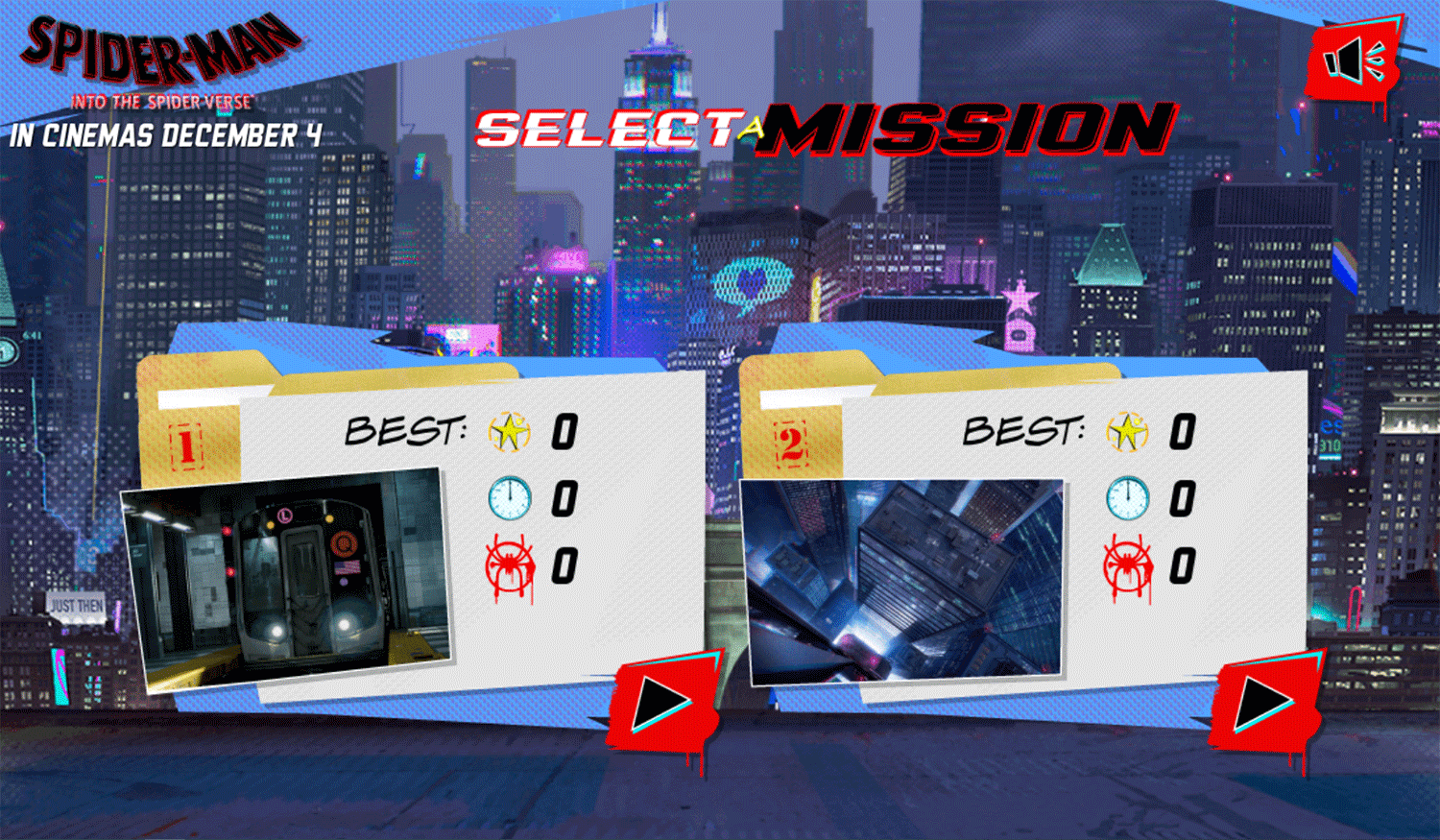 Spider Man Masked Missions Select Mission Screenshot.