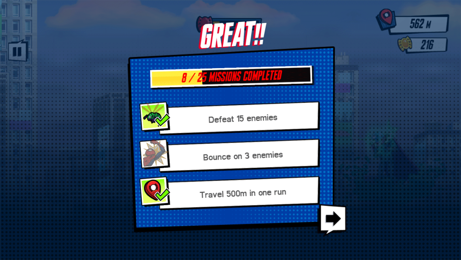 Spider Man Mysterio Rush Milestones Screenshot.