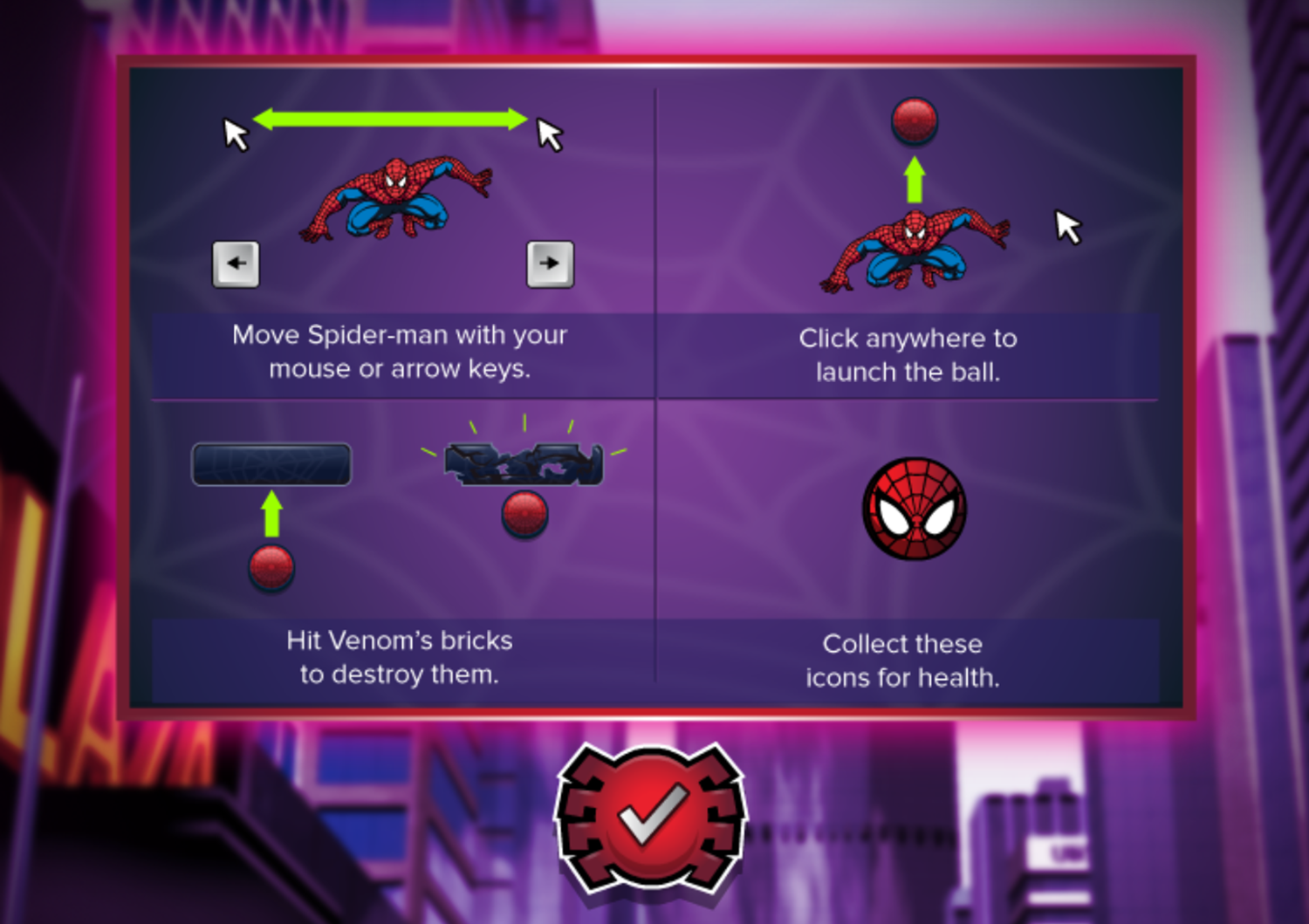 Spider-Man Venom's Vengeance Game How To Play Screenshot.