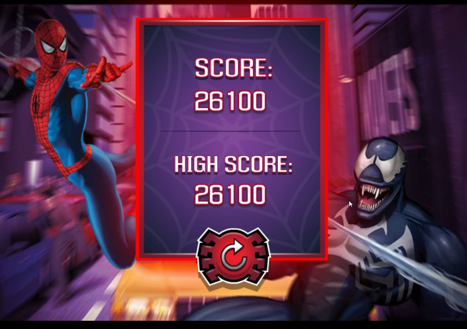 Spider-Man Venom's Vengeance Game Score Screenshot.