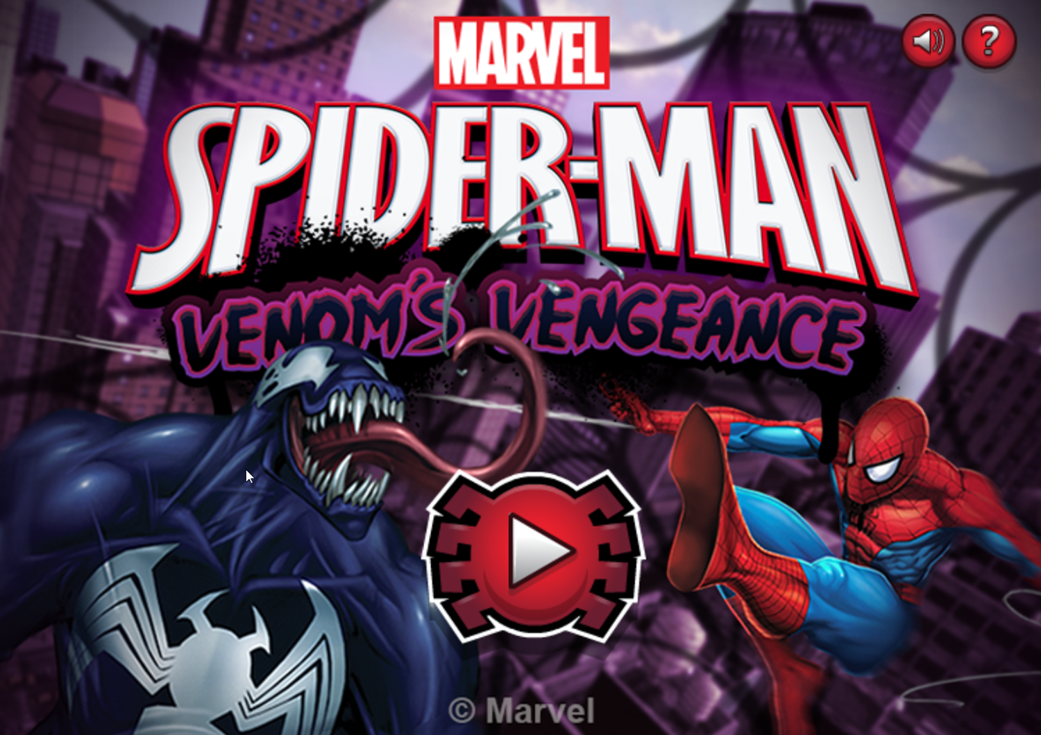 Spider-Man Venom's Vengeance Game Welcome Screen Screenshot.
