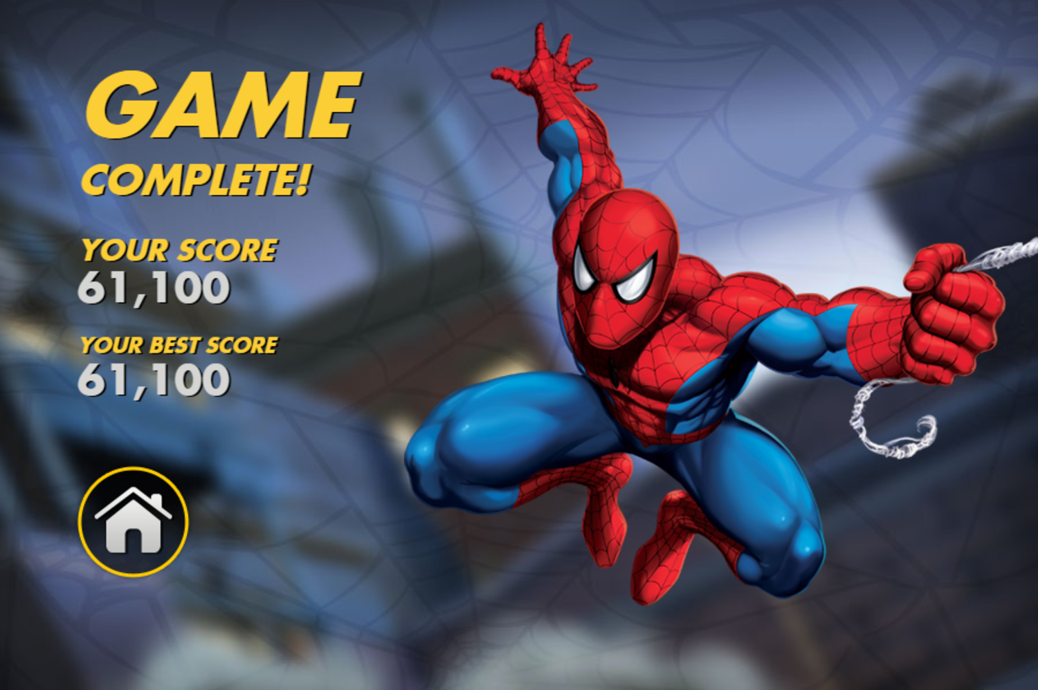 Spider Man Web Shooter Game Beat Screenshot.