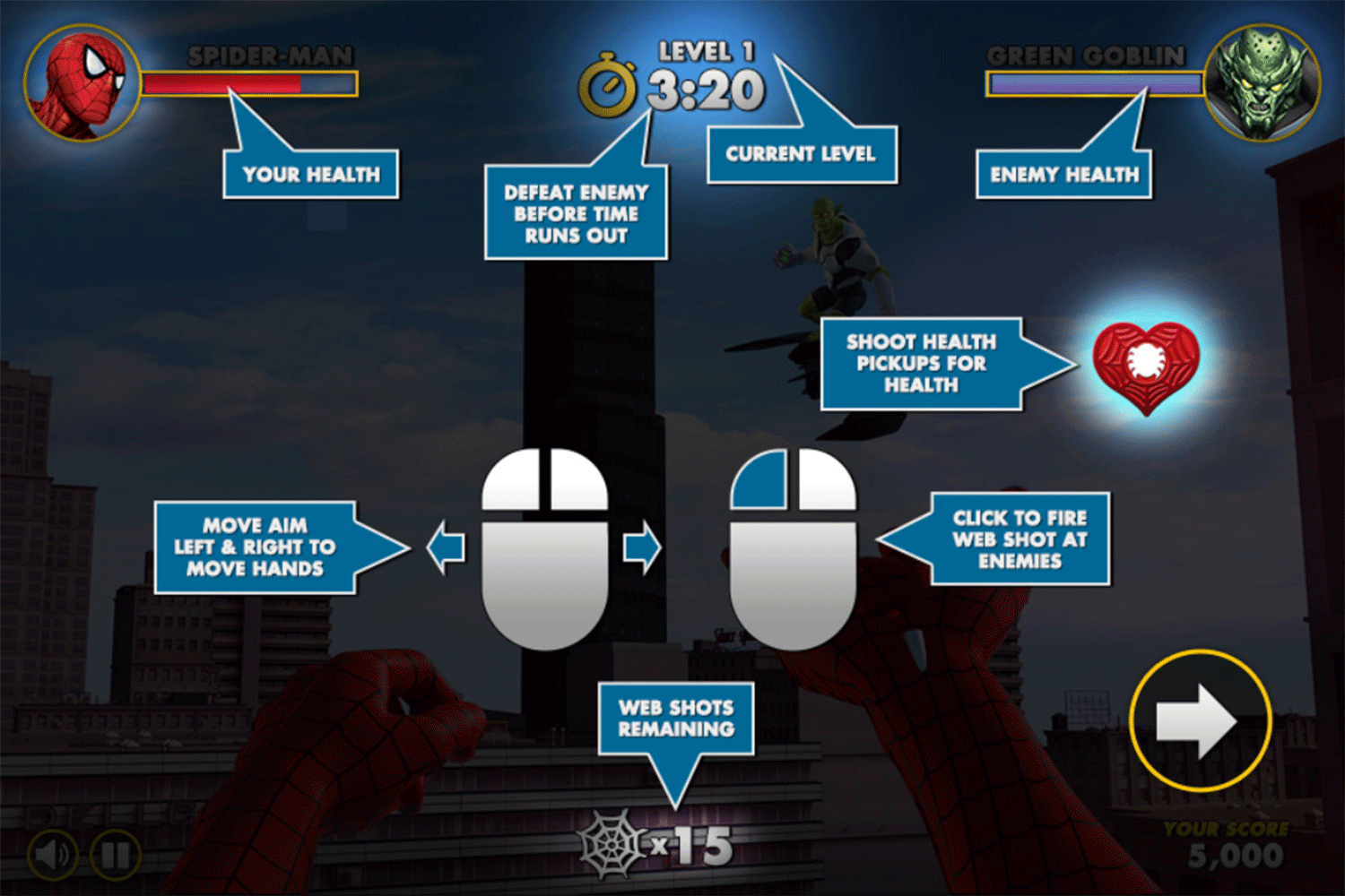 Spider Man Web Shooter How To Play Screenshot.