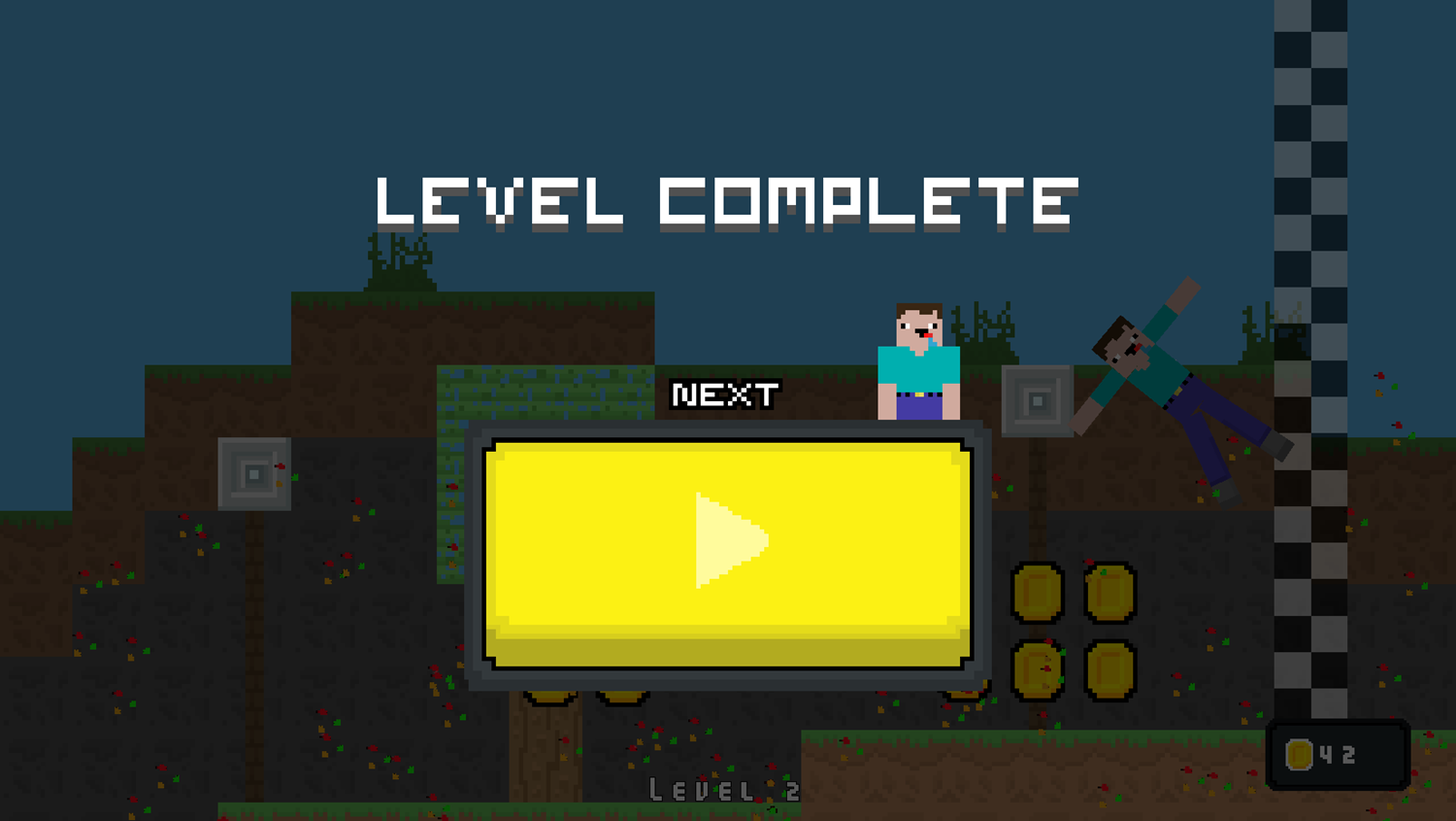 Spider Noob Game Level Complete Screen Screenshot.