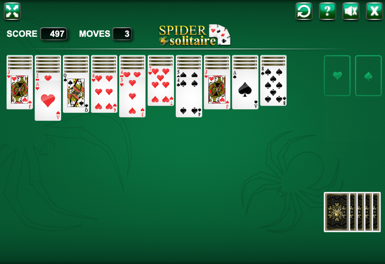 Spider Solitaire Two Suits Screenshot.
