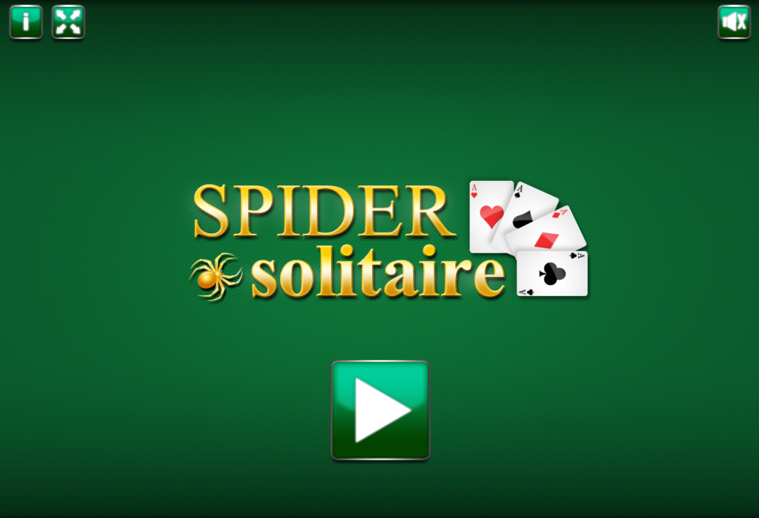 Spider Solitaire Start Screen Screenshot.