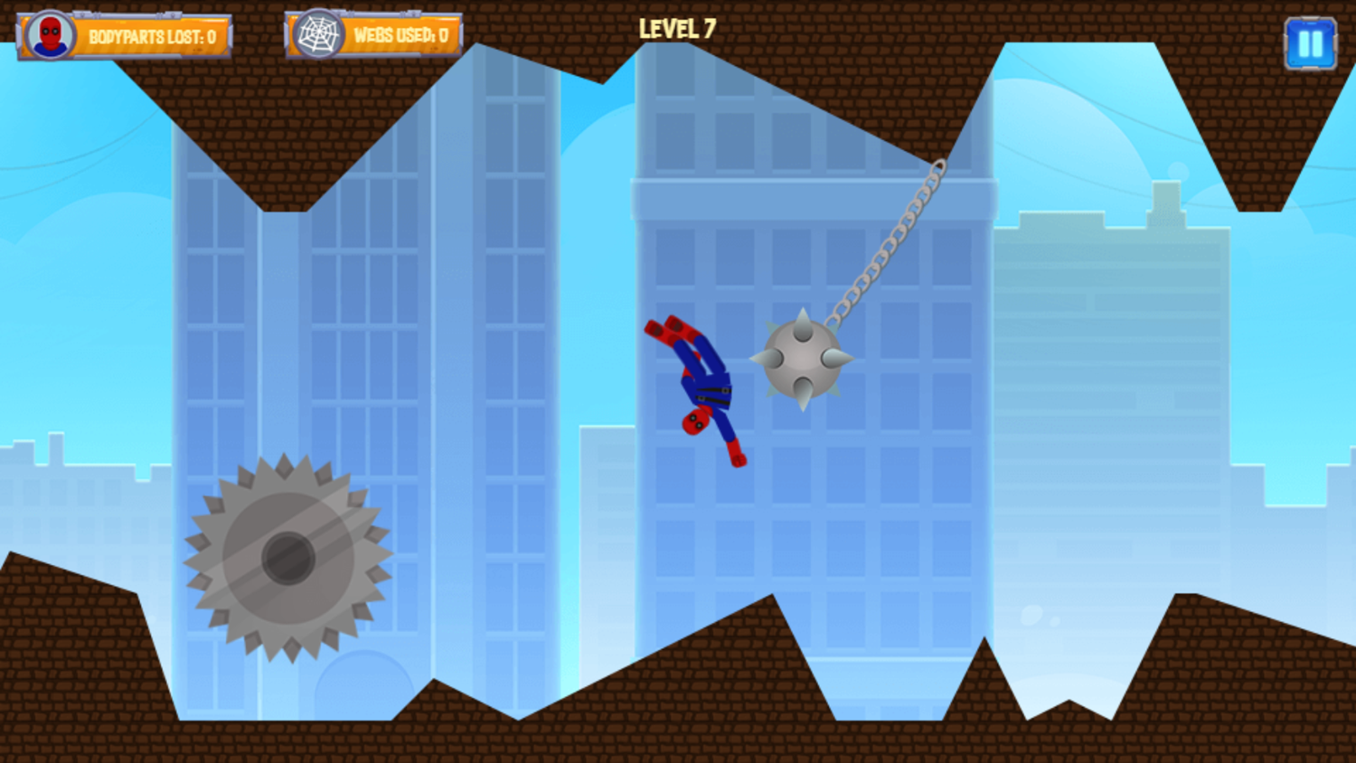 Spidey Swing Game Level Progress Screenshot.