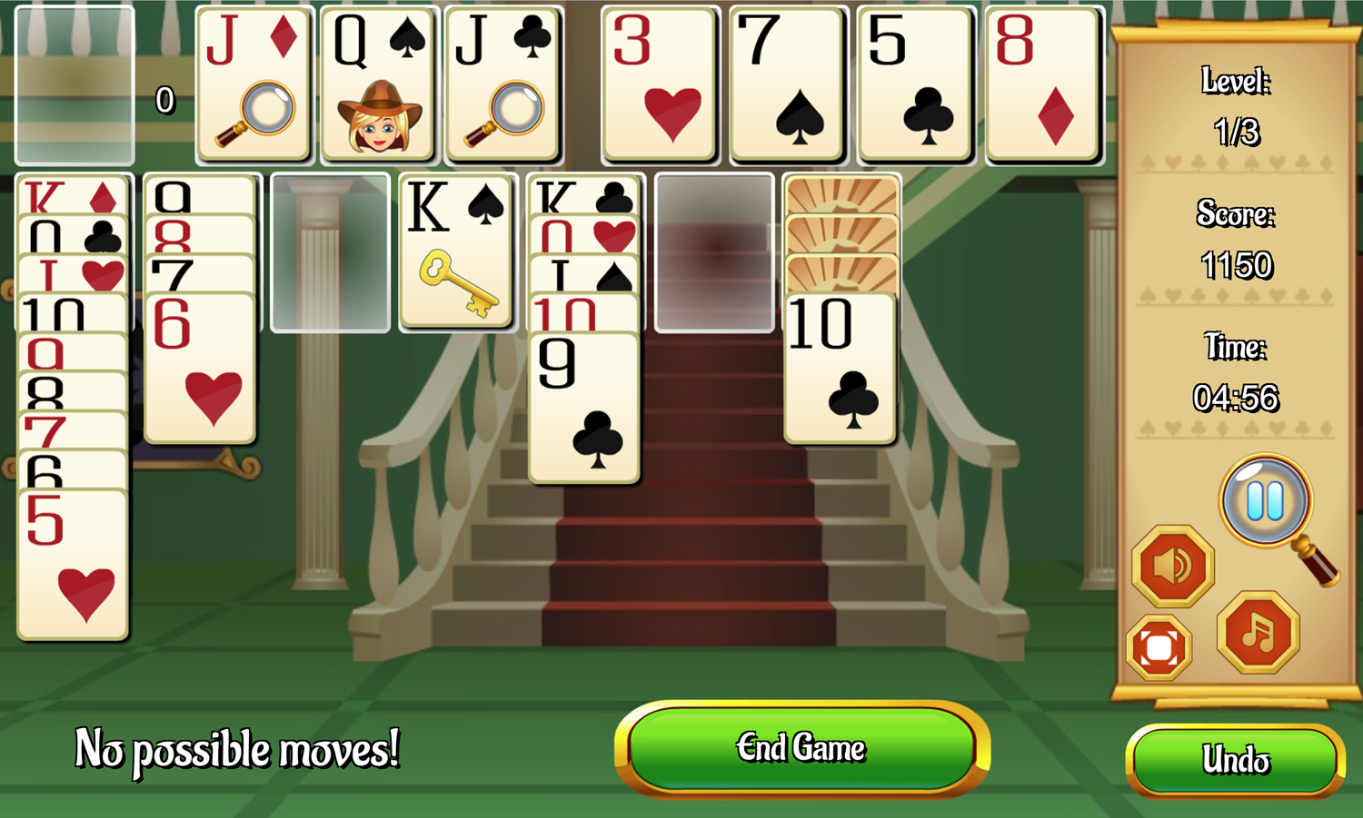 Spike Solitaire Game No Possible Moves Screen Screenshot.