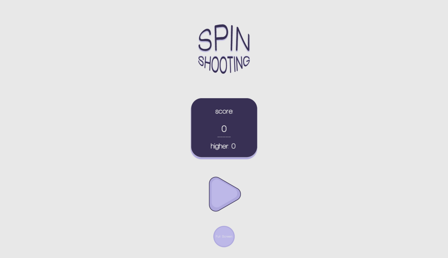 Spin Shooting Game Welcome Screen Screenshot.