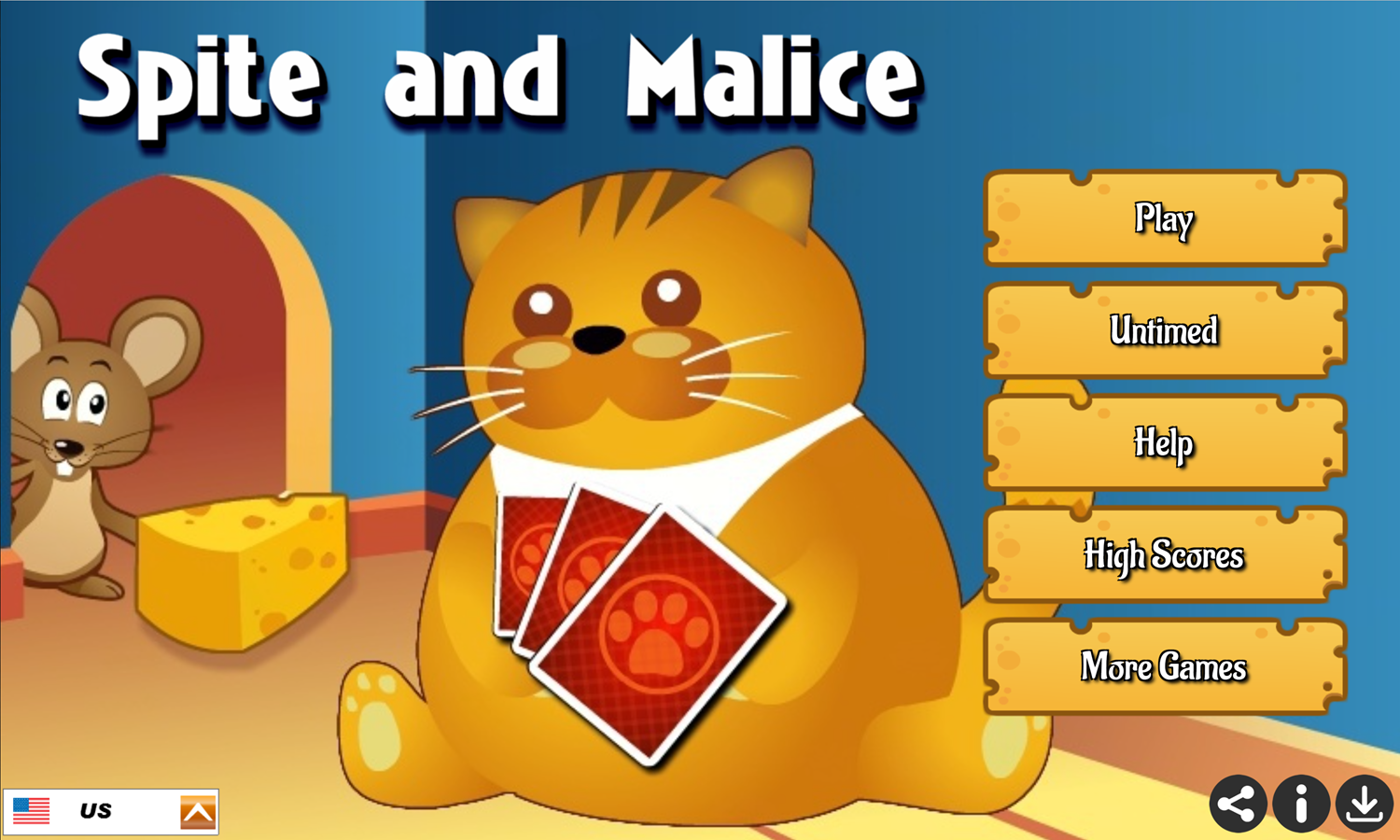 Spite and Malice Game Welcome Screen Screenshot.