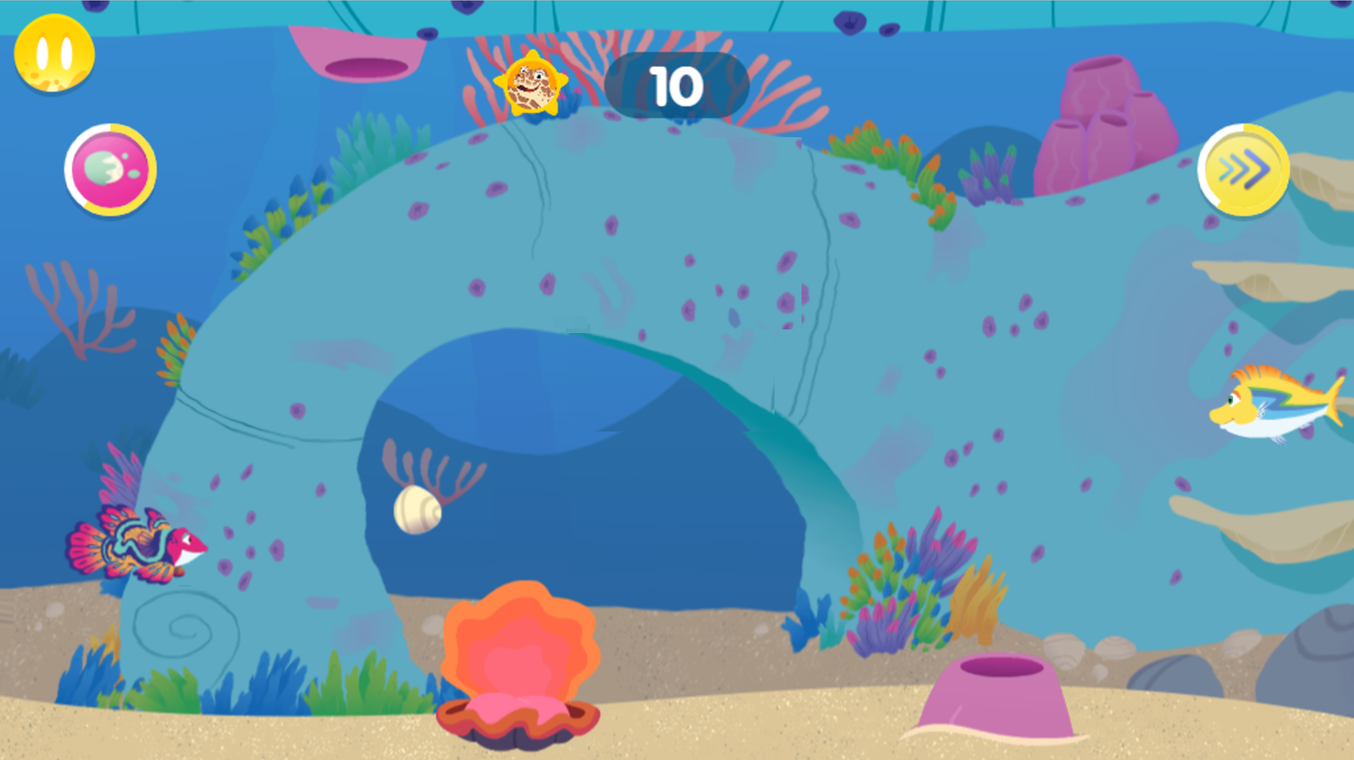 Splash and Bubbles Finball Friends Game Clam Open Screenshot.
