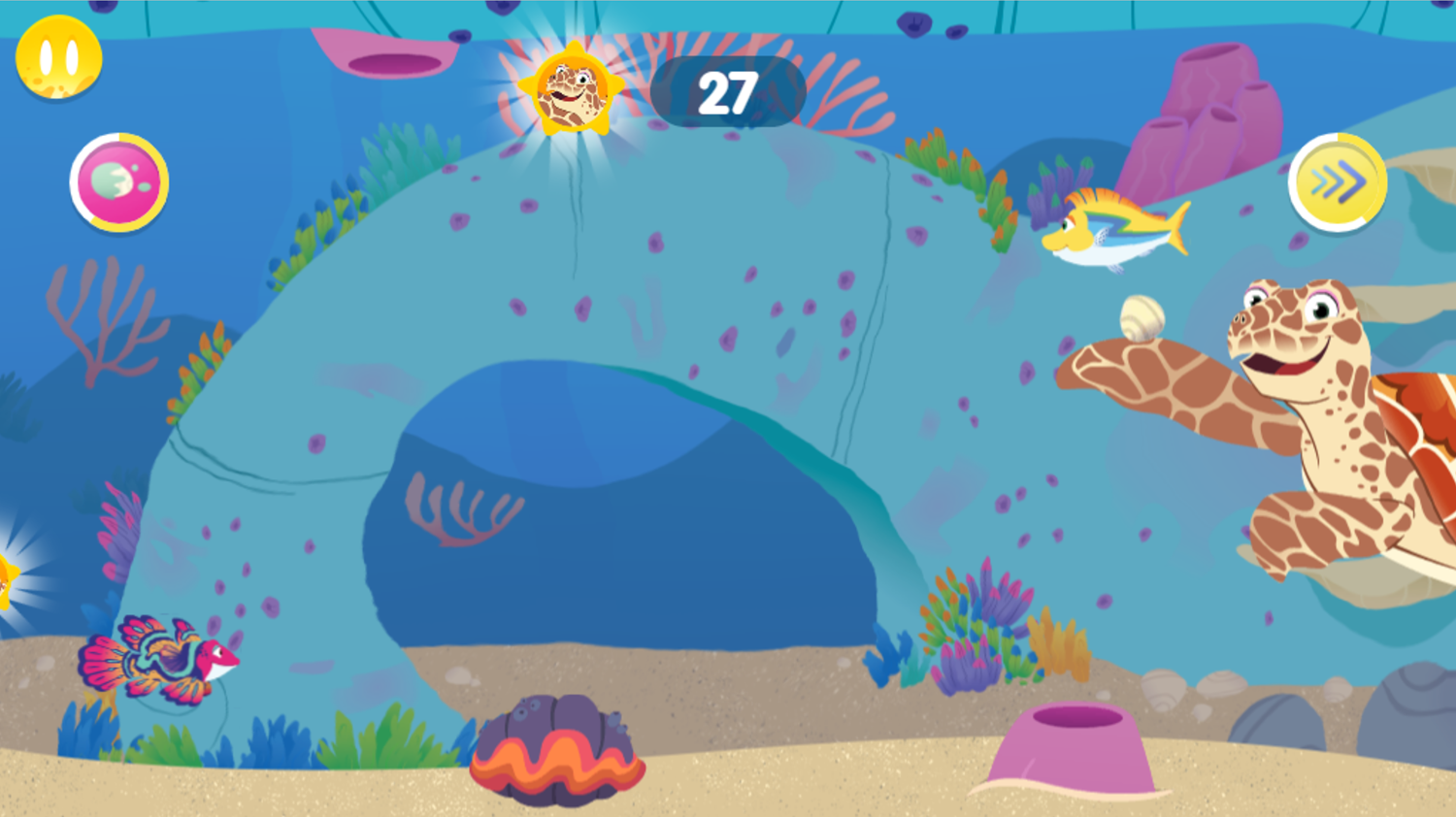 Splash and Bubbles Finball Friends Game Flo Save Screenshot.