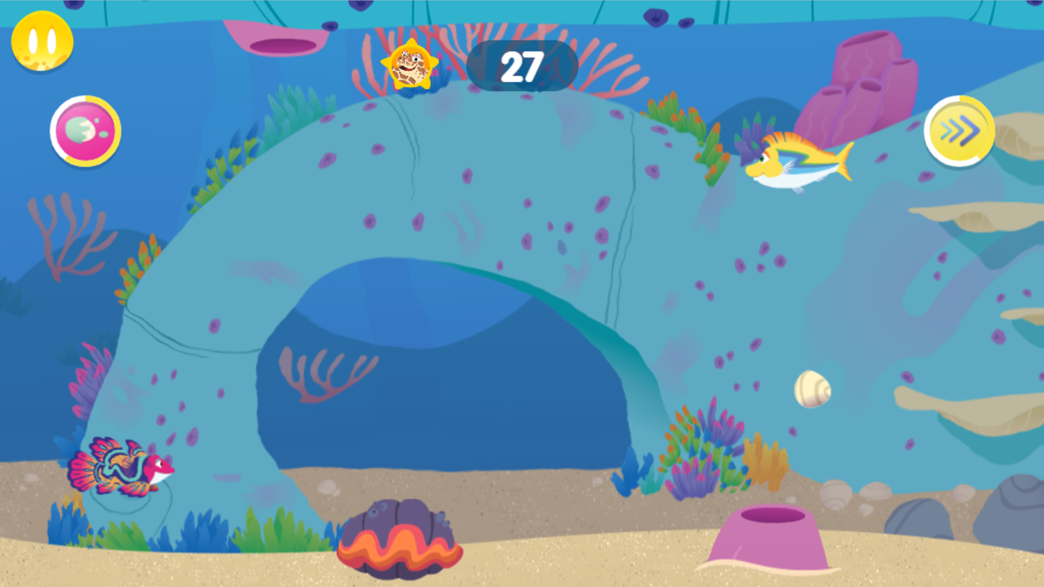 Splash and Bubbles Finball Friends Game Screenshot.