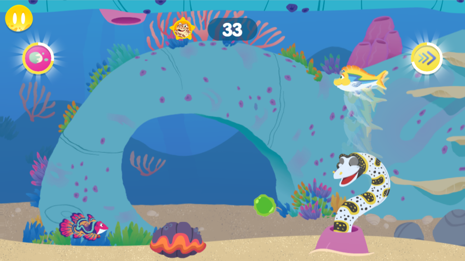 Splash and Bubbles Finball Friends Game Powered Up Screenshot.