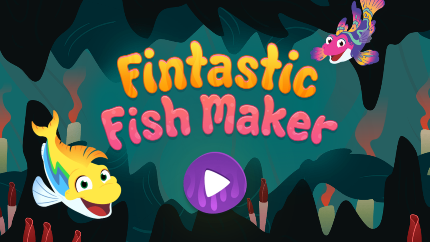 Splash and Bubbles Fintastic Fish Maker Game Welcome Screen Screenshot.