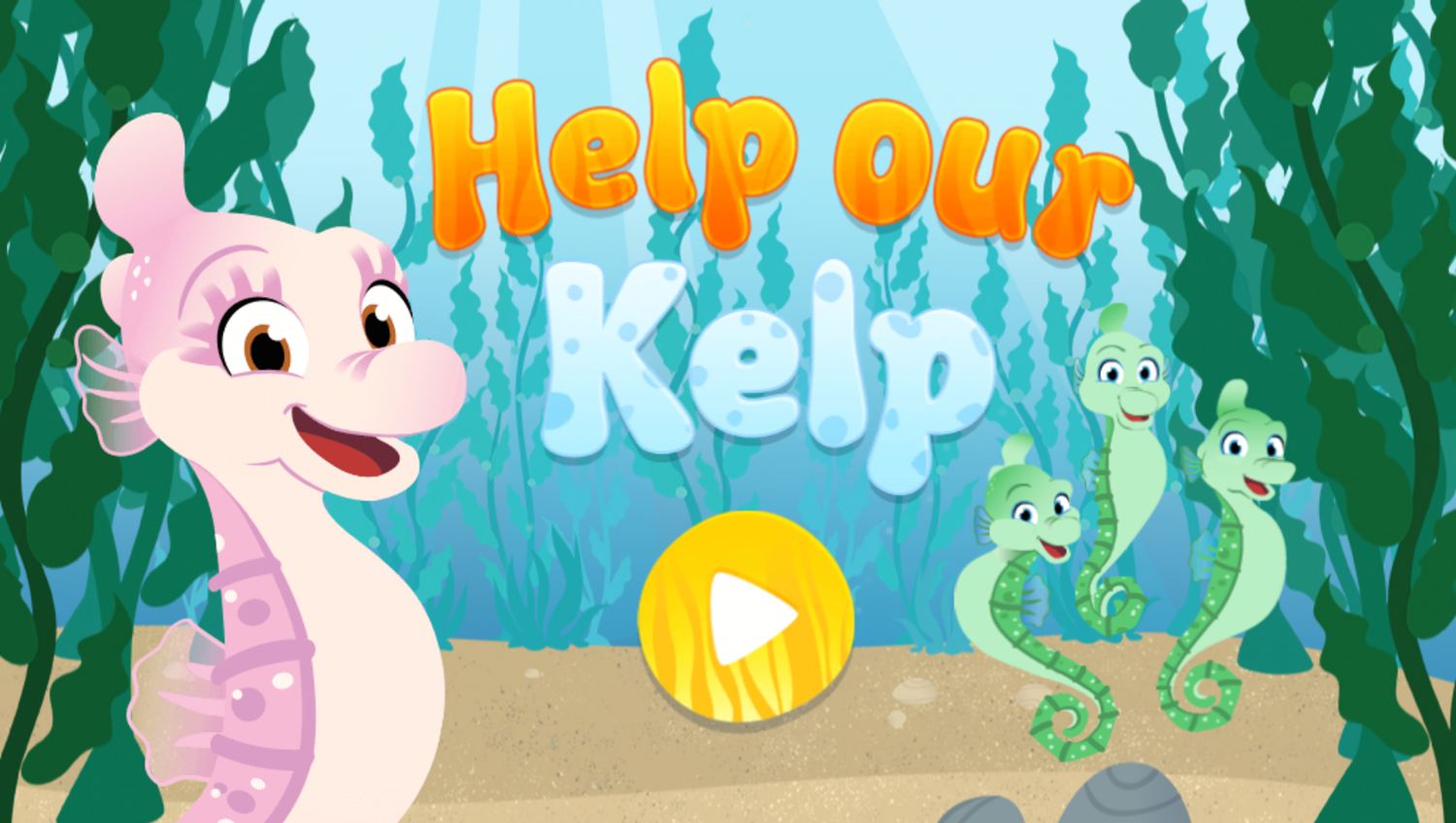 Splash and Bubbles Help Our Kelp Game Welcome Screen Screenshot.