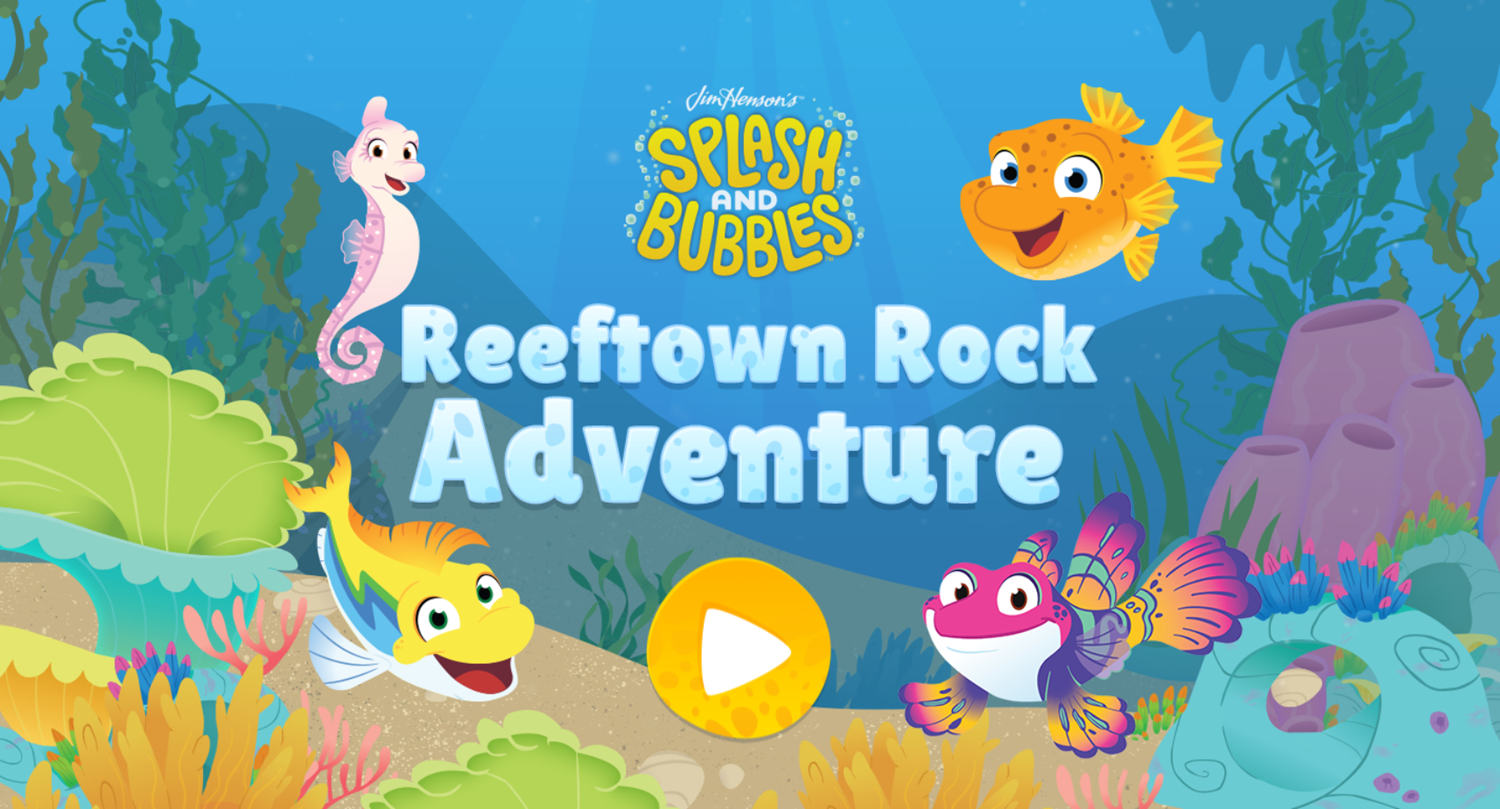 Splash and Bubbles Reeftown Rock Adventure Game Welcome Screen Screenshot.