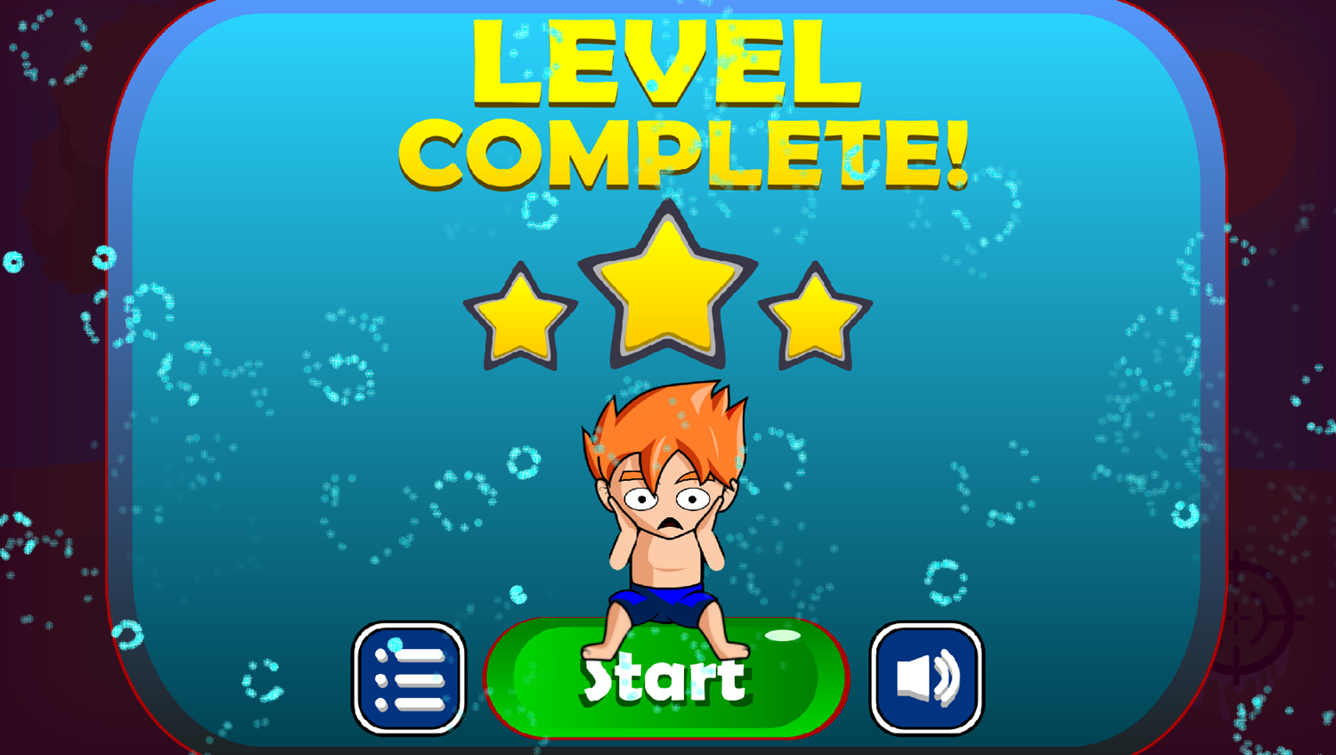 Splash Tank Game Level Complete Screenshot.