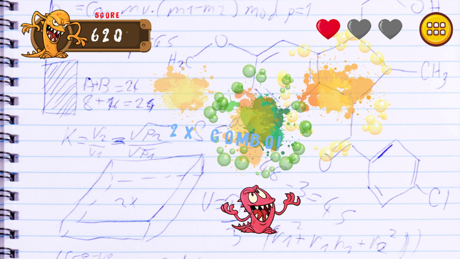 Splat the SATs Game Play Screenshot.
