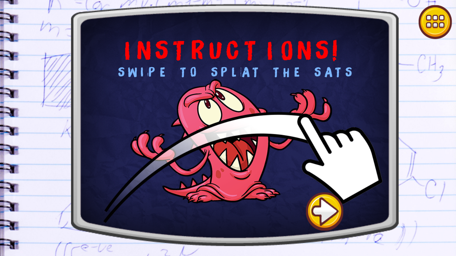 Splat the SATs Game How To Play Screenshot.