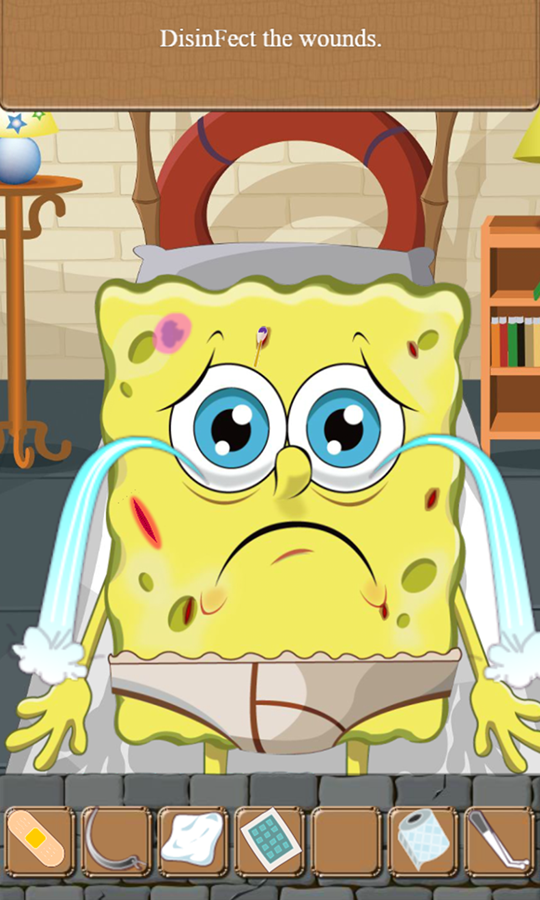 SpongeBob Doctor Game Disinfect Wounds Screenshot.