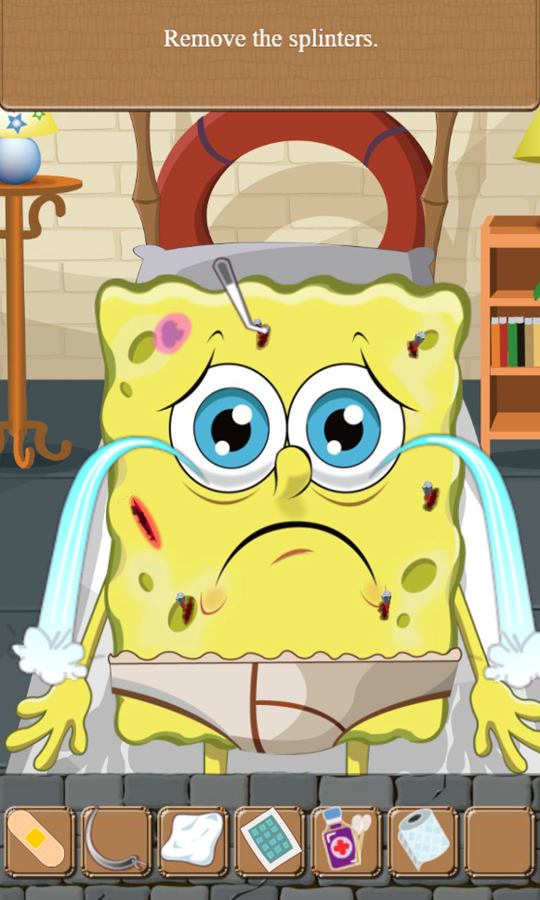 SpongeBob Doctor Game Remove Splinters Screenshot.