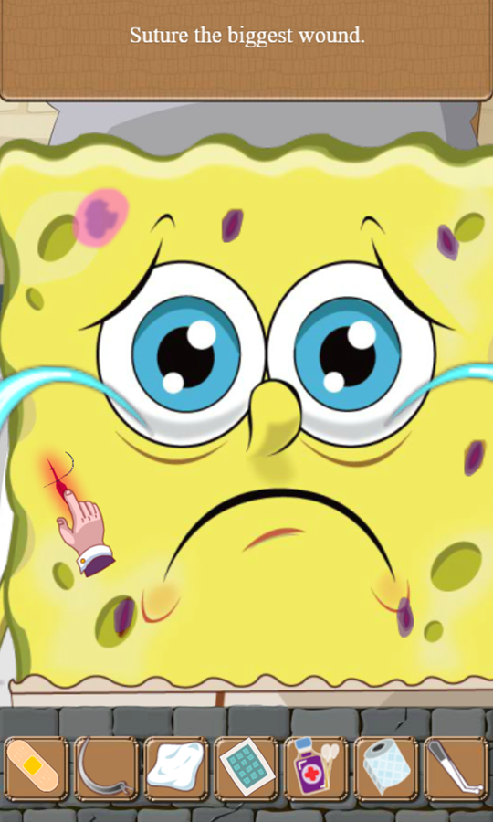 SpongeBob Doctor Game Suture Wounds Screenshot.