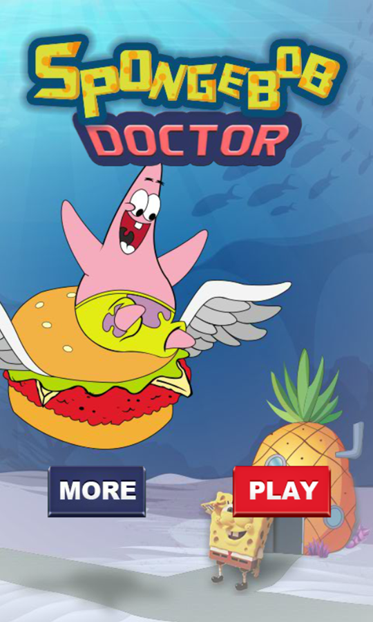 SpongeBob Doctor Game Welcome Screen Screenshot.