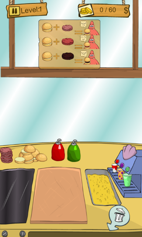 SpongeBob Restaurant Game Start Screenshot.