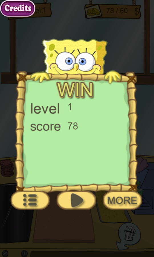 SpongeBob Restaurant Game Level Complete Screenshot.