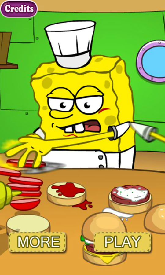 SpongeBob Restaurant Game Welcome Screen Screenshot.