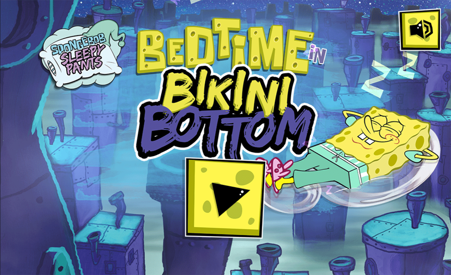 Spongebob Squarepants Bedtime in Bikini Bottom Welcome Screen Screenshot.