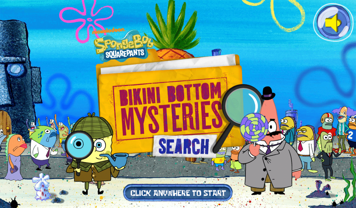 Spongebob Squarepants Bikini Bottom Mysteries Welcome Screen Screenshot.