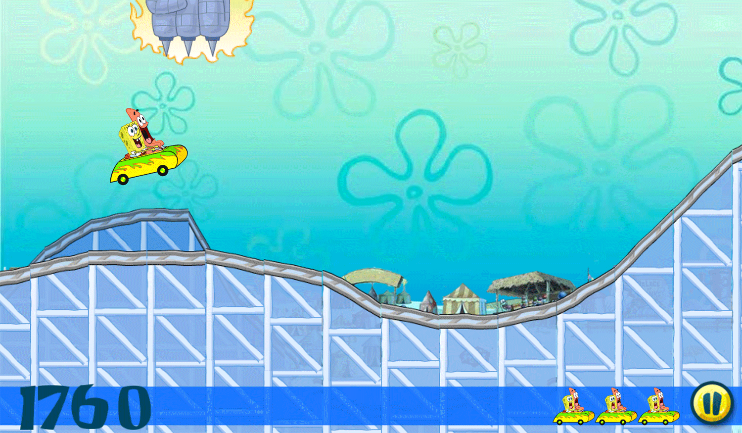 Spongebob Squarepants Fiery Tracks of Fury Game Screenshot.