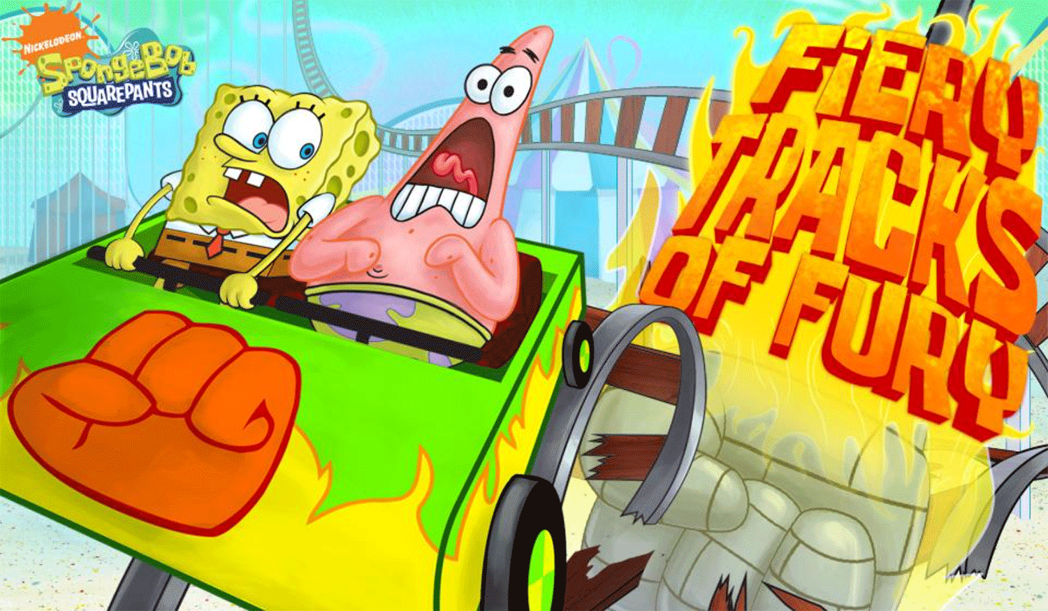 Spongebob Squarepants Fiery Tracks of Fury Welcome Screen Screenshot.