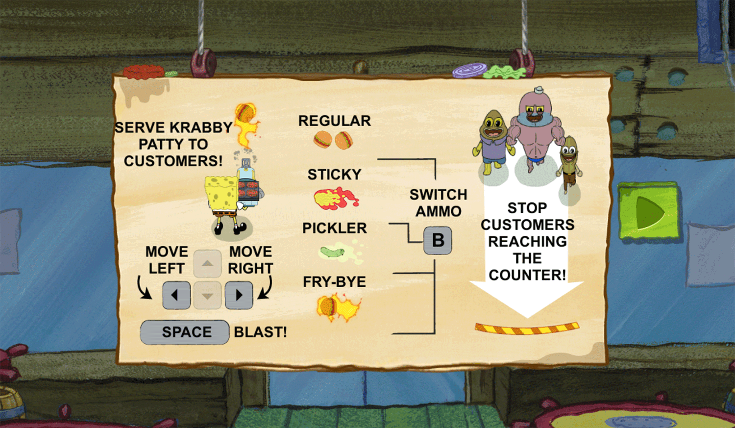 Spongebob Squarepants Krabby Patty Crisis Patty Royale How To Play Screenshot.