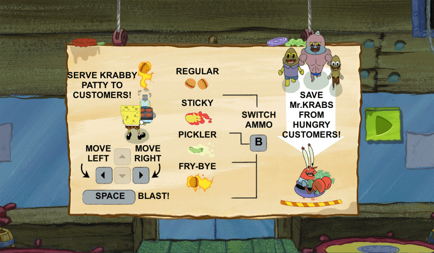 Spongebob Squarepants Krabby Patty Crisis Serve and Protect How To Play Screenshot.
