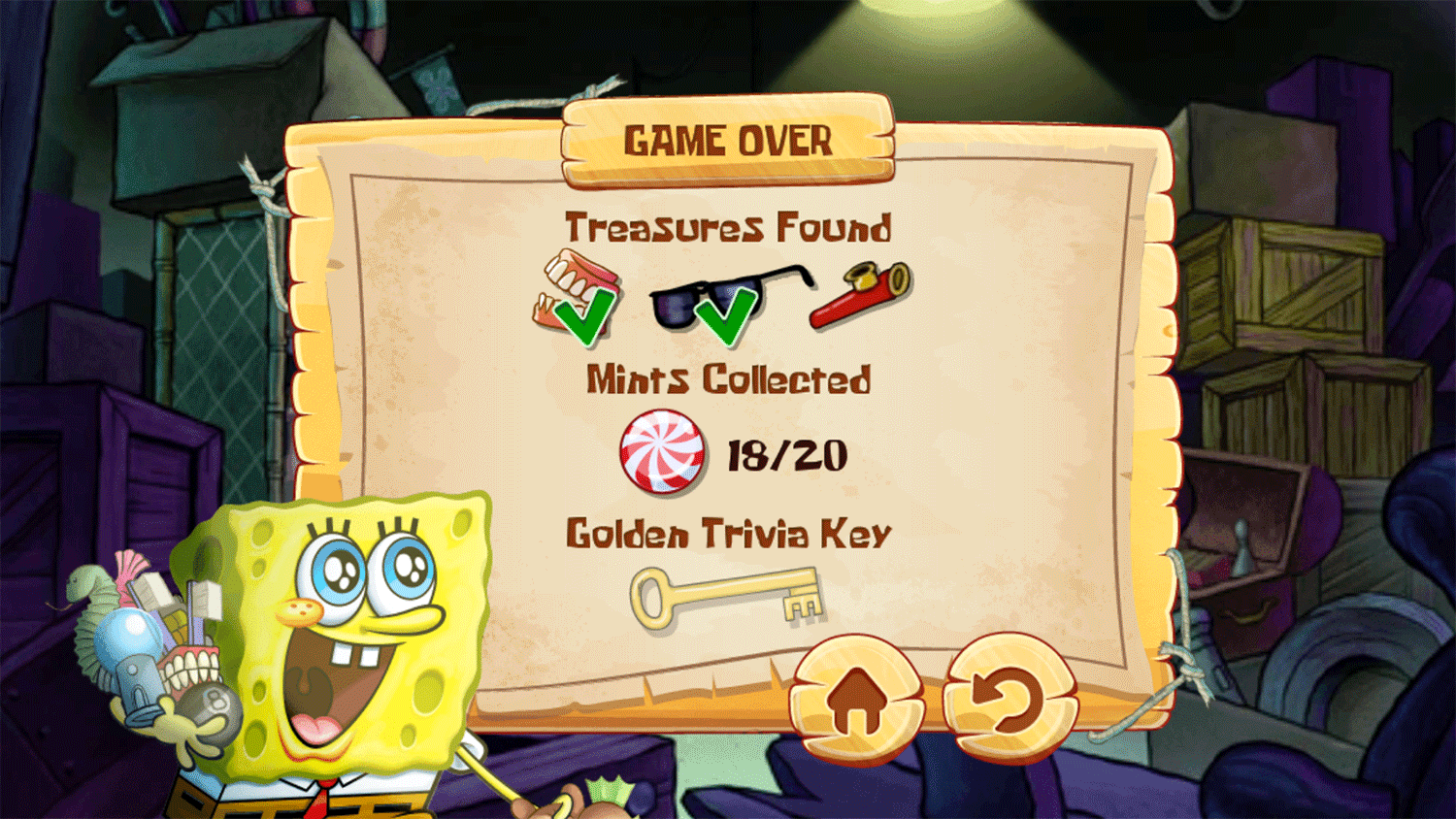 Spongebob Squarepants Lost Treasures Result Screenshot.