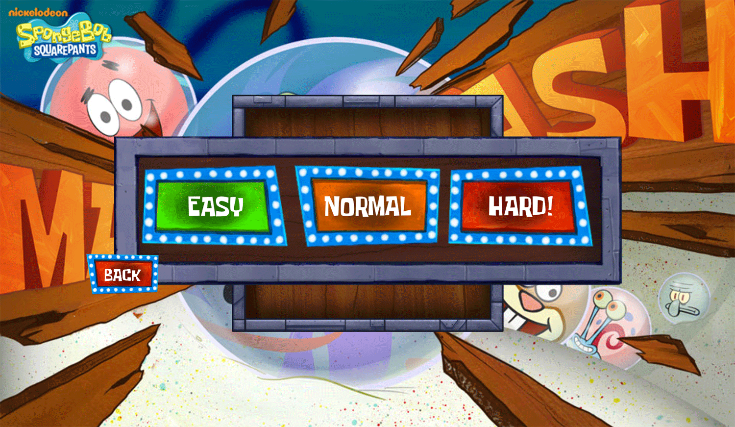 Spongebob Squarepants Marble Bash Mode Select Screenshot.