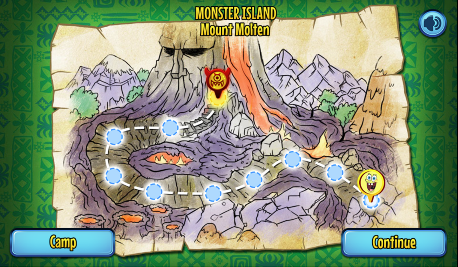 SpongeBob SquarePants Monster Island Adventure Game Mount Molten Map Screen Screenshot.