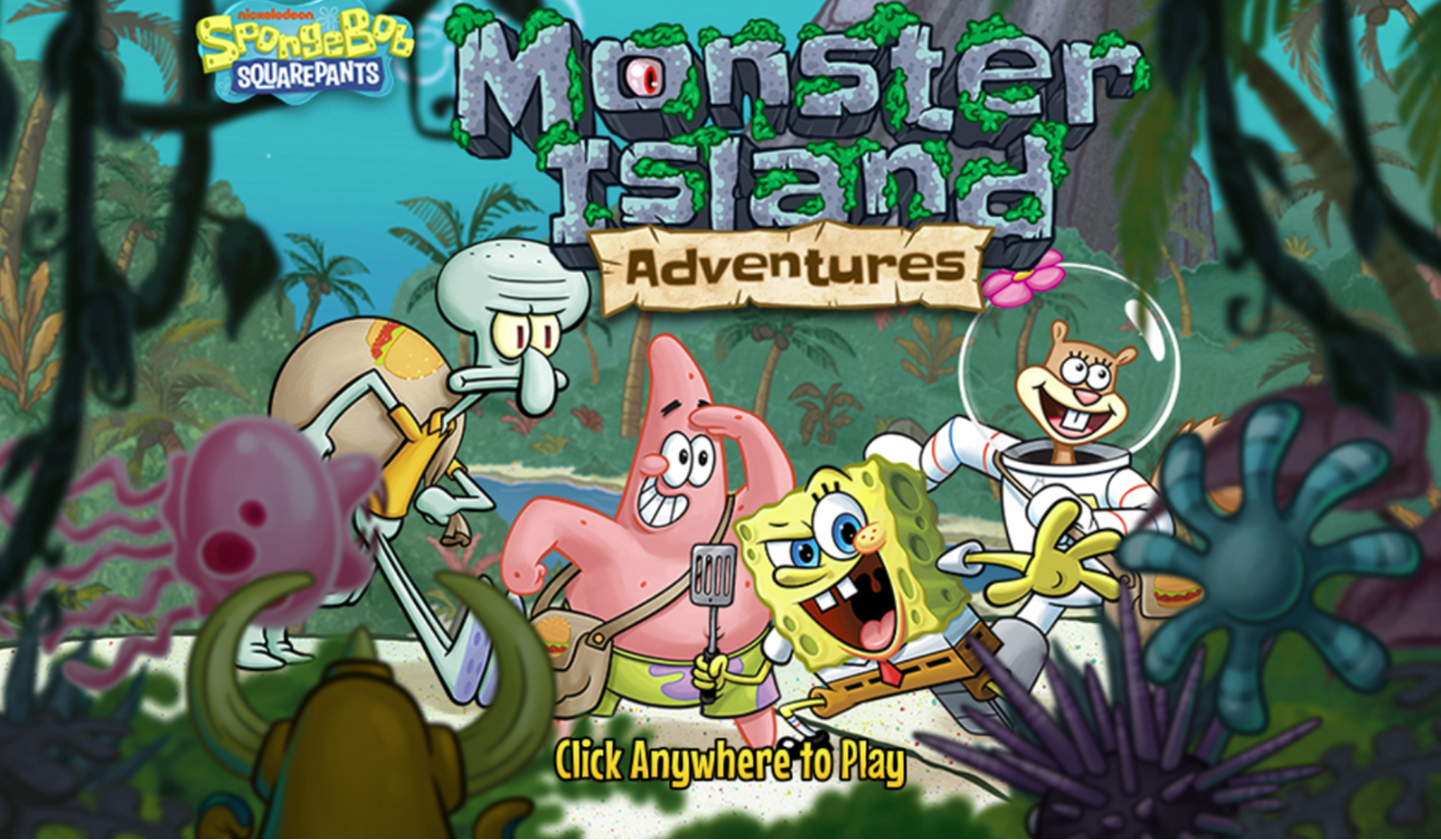 SpongeBob SquarePants Monster Island Adventure Game Welcome Screen Screenshot.