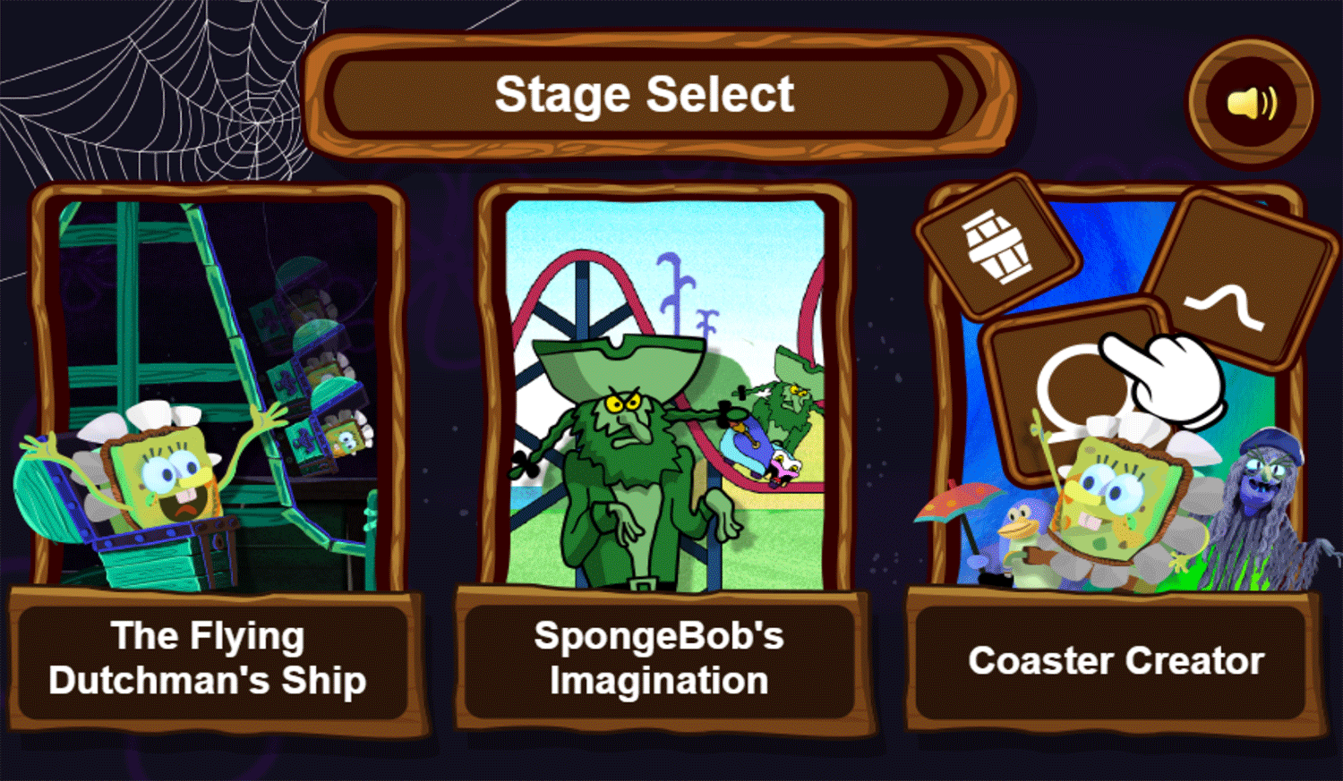 Spongebob Squarepants Tracks of Terror Stage Select Screenshot.
