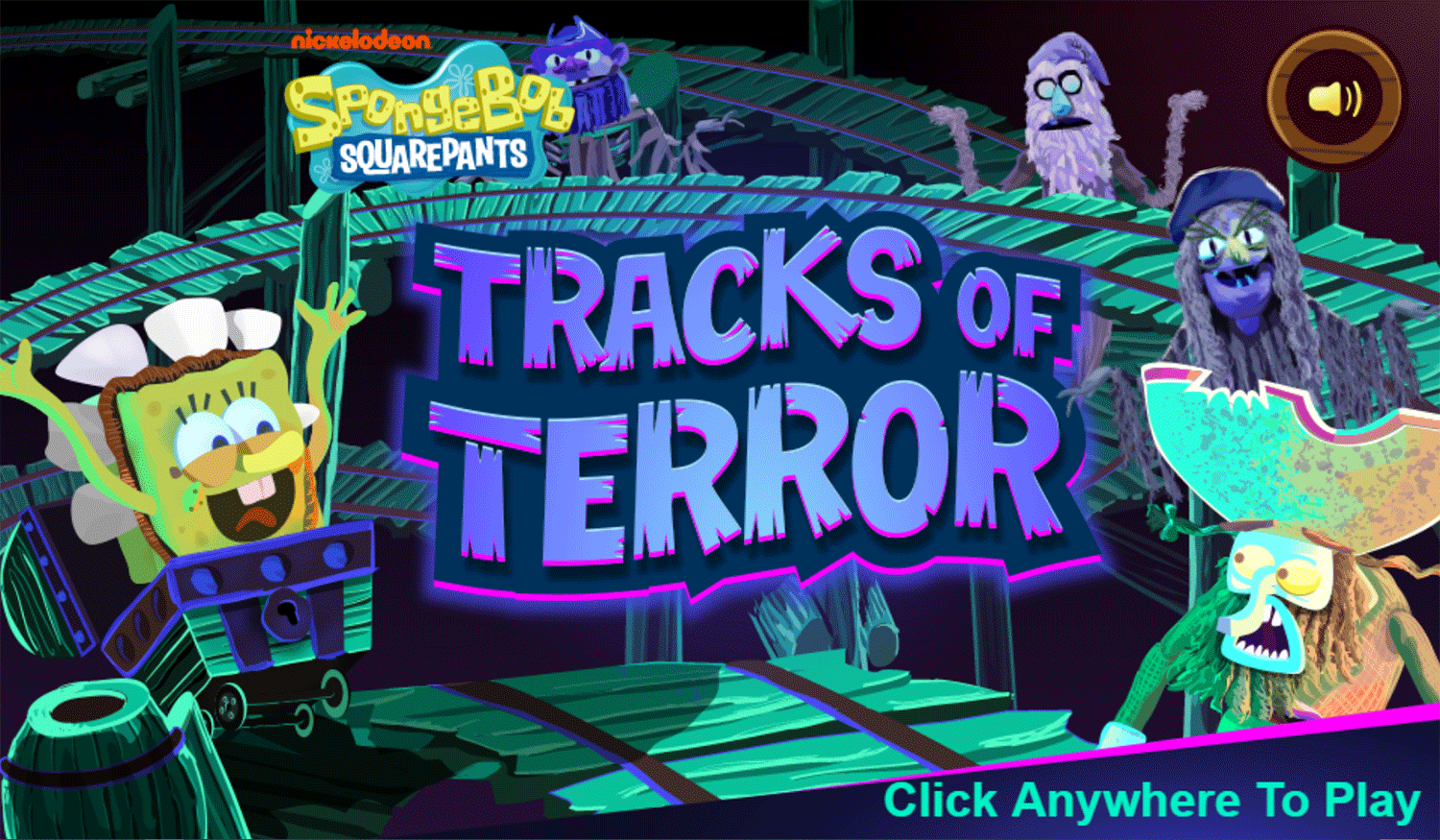 Spongebob Squarepants Tracks of Terror Welcome Screen Screenshot.