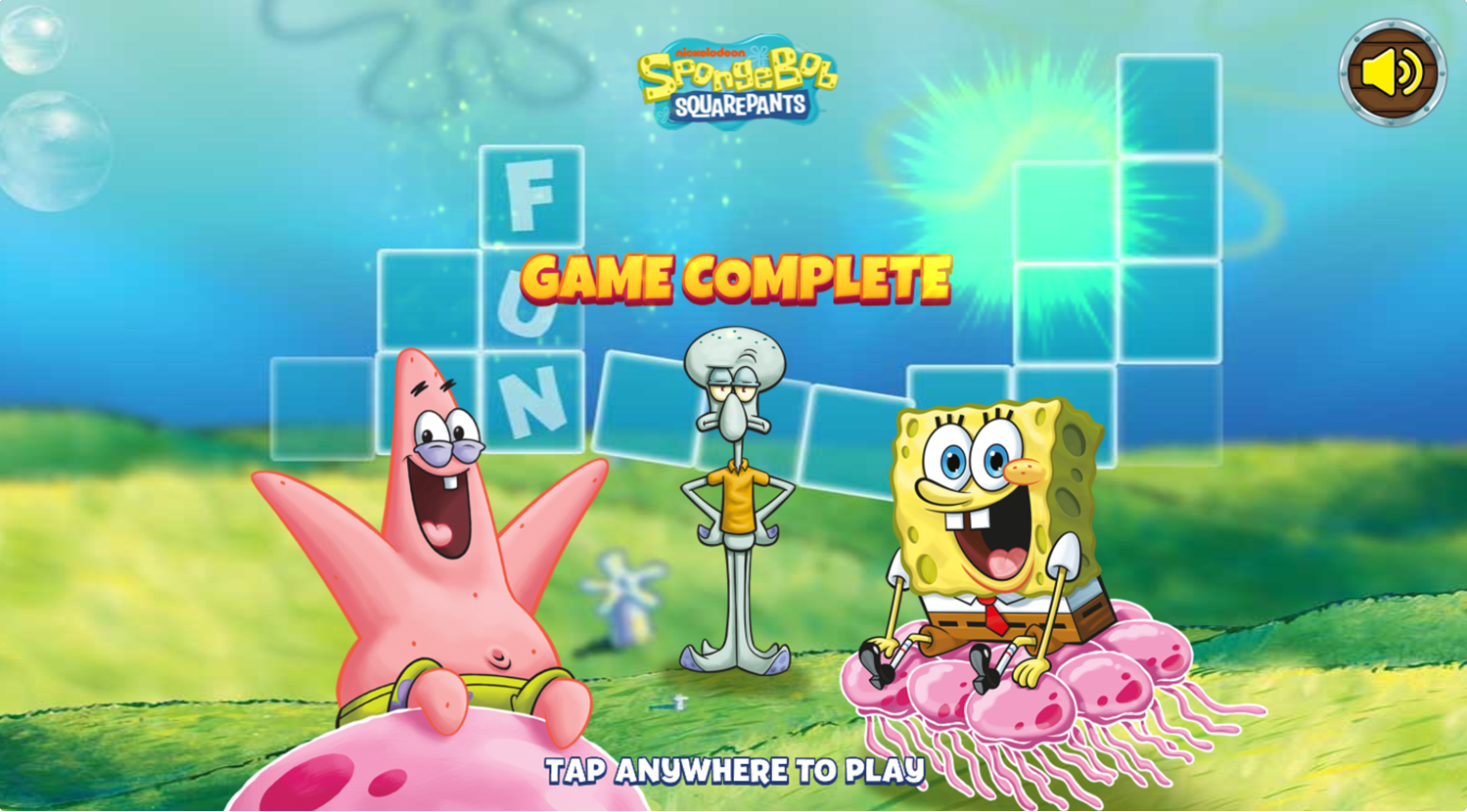 Spongebob Squarepants Word Blocks Game Complete Screenshot.