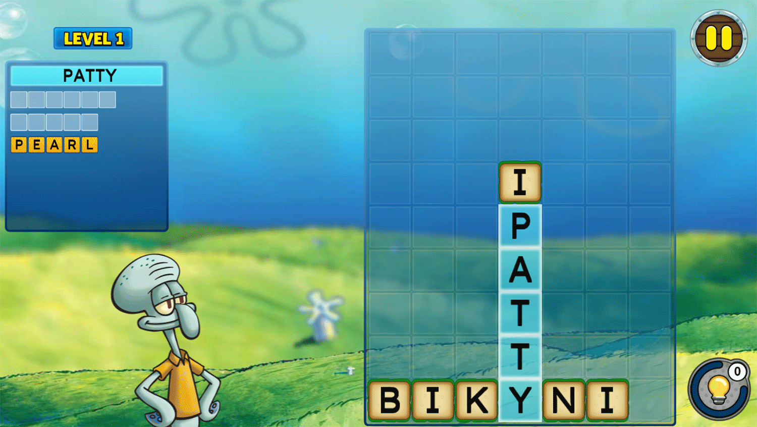 Spongebob Squarepants Word Blocks Game Screenshot.