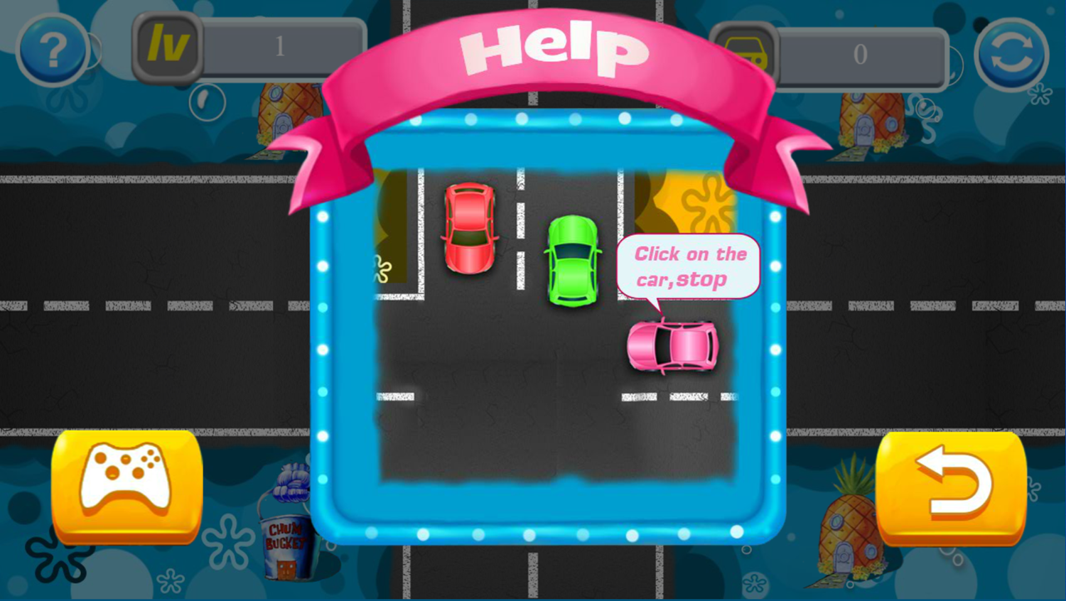 SpongeBob Traffic Control Game How To Play Screenshot.