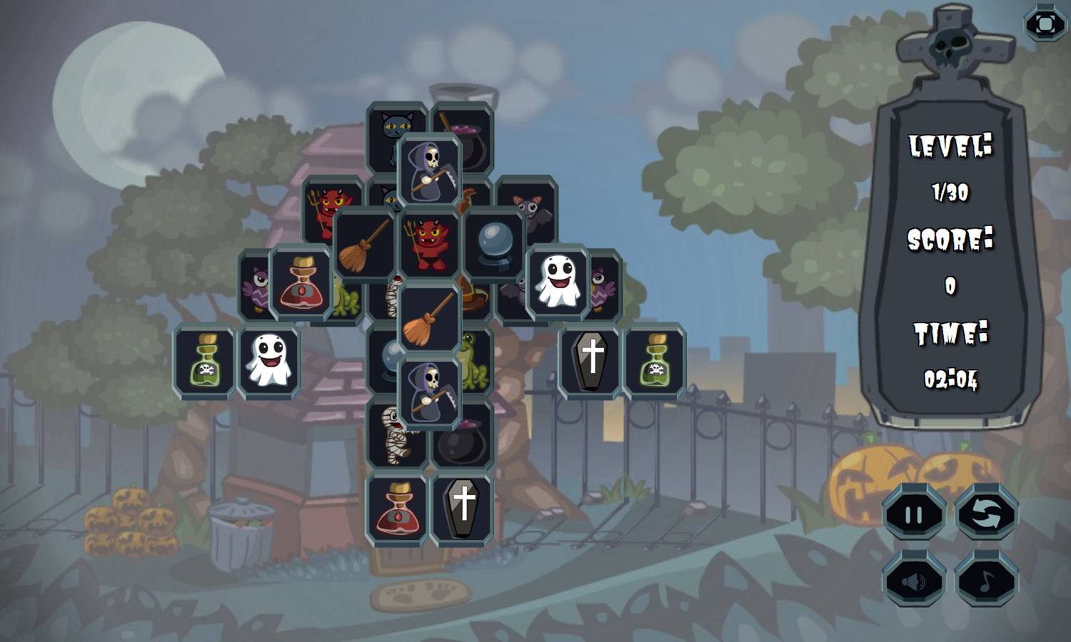 Spooky Mahjong Game Start Screenshot.